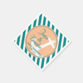 Anker op Nautische Strepen | blauwgroen perzik Servet (Hoek)