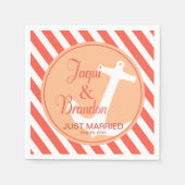 Anker op Nautische Strepen | koraalperzik Servetten (Voorkant)