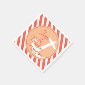 Anker op Nautische Strepen | koraalperzik Servetten (Hoek)