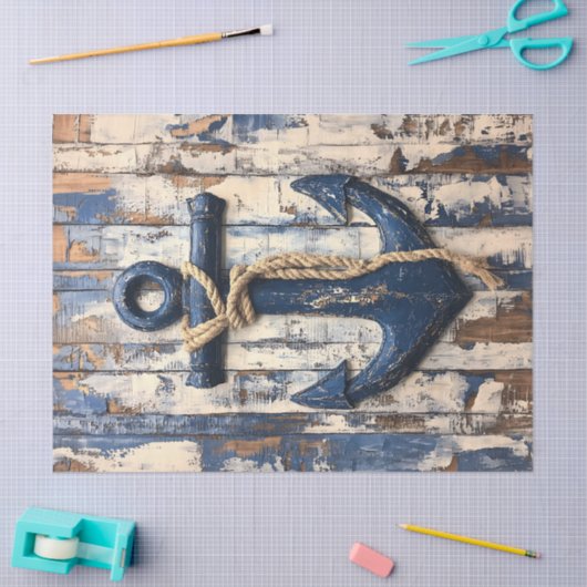 Anker op rustieke houten planken Decoupage Tissuepapier (Craft)