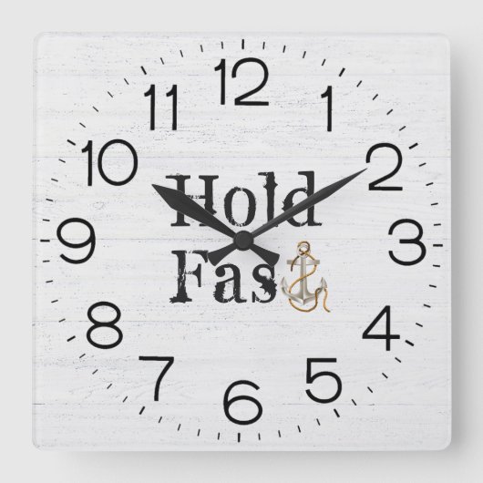 Anker op Whitewashington Wood Square Wall klok (Voorkant)
