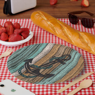 Anker op  Woodenplank Papieren Bordje