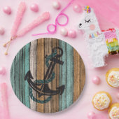 Anker op  Woodenplank Papieren Bordje (Feest)