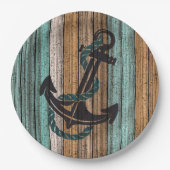 Anker op  Woodenplank Papieren Bordje (Voorkant)