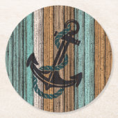 Anker op  Woodenplank Ronde Kartonnen Onderzetter (Voorkant)