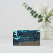 Anker + Palm Trees Beach Night Visitekaartje (Staand voorkant)