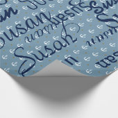 Anker / patroon van namen gepersonaliseerd cadeaupapier (Hoek)