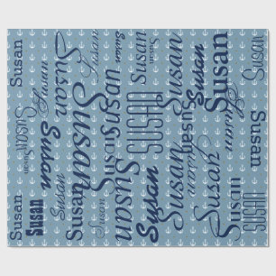 Anker / patroon van namen gepersonaliseerd cadeaupapier