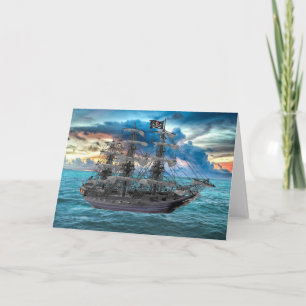 ANKER PIRATENSCHIP BIJ ZONSONDERGANG KAART
