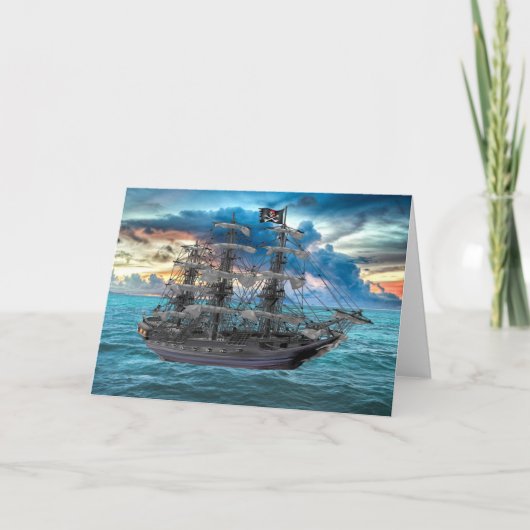 ANKER PIRATENSCHIP BIJ ZONSONDERGANG KAART (Voorkant)