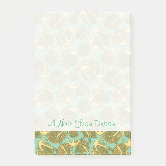 Anker & planken in  patroon | Jouw namen toevoegen Post-it® Notes (Voorkant)