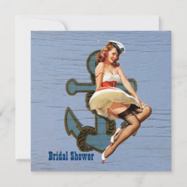 anker retro pin up girl sailor vrijgezellenfeest kaart