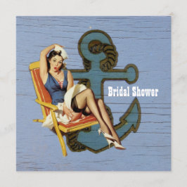 anker retro pin up girl sailor vrijgezellenfeest kaart