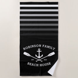 Anker Roeispanen Familienaam Strandhuis Zwart Strandlaken
