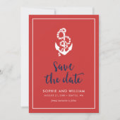 Anker Rood en Blauw Script Save the Date (Voorkant)