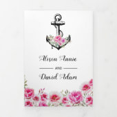  anker roze bloemen nautisch huwelijk drieluik uitnodiging (Cover)