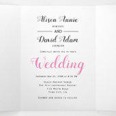  anker roze bloemen nautisch huwelijk drieluik uitnodiging (Binnenkant midden)