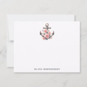 Anker Roze Rozen Nautisch Persoonlijk Notitiekaartje (Voorkant)