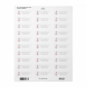 Anker Roze Scheepspost Retouradres Etiket (Full Sheet)