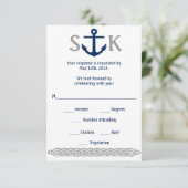 Anker RSVP kaart Marine en Grijs (Staand voorkant)