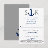 Anker RSVP kaart Marine en Grijs (Voorkant / Achterkant)