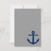Anker RSVP Kaart voor Zeil Thema Trouwfeest Navy e (Achterkant)
