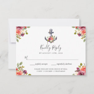 Anker RSVP Maaltijd Keuzekaart met Bloemen Kaartje