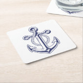 Anker Sailor Marine Blauw Elegant Nautische Bruilo Kartonnen Onderzetters (Schuin)