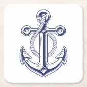 Anker Sailor Marine Blauw Elegant Nautische Bruilo Kartonnen Onderzetters (Voorkant)