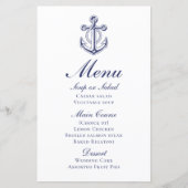 Anker Sailor Marine Blauw Nautisch Bruiloft Menu (Voorkant)