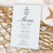 Anker Sailor Marine Blauw Nautisch Bruiloft Menu Reclamebord Met Voetstuk