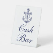 Anker Sailor Marine Blauw Nautische Bruiloft Cash Reclamebord Met Voetstuk (Voorkant)