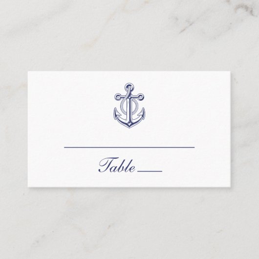 Anker Sailor Marine Blauw Nautische Bruiloft Plaatskaartje (Voorkant)