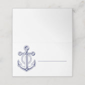 Anker Sailor Ocean Navy Blue Nautische bruiloft Plaatskaartje (Buitenkant ongevouwen)