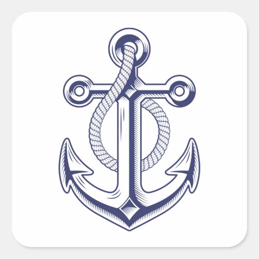 Anker Sailor Ocean Navy Blue Nautische bruiloft Vierkante Sticker (Voorkant)