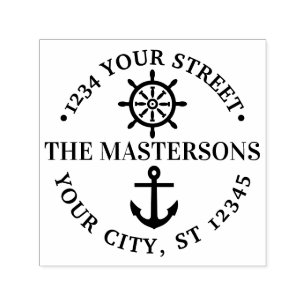 Anker Scheepsstuur Rond Naam Retouradres Zelfinktende Stempel