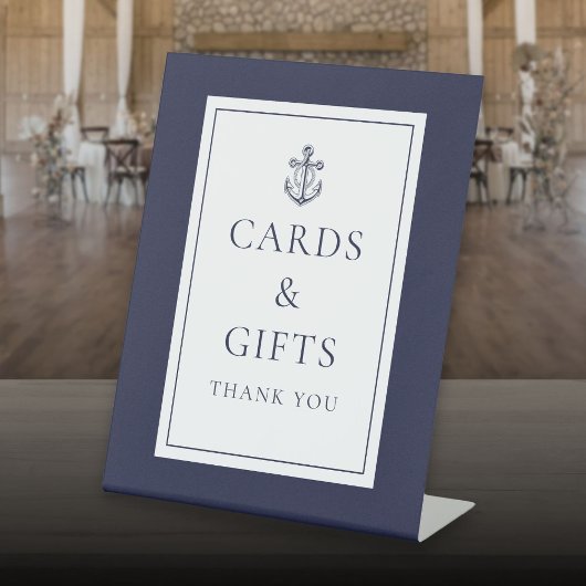 Anker Scheepvaart Navy Blauw Kaarten En Cadeaus Reclamebord Met Voetstuk