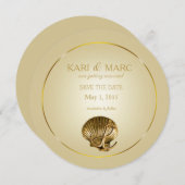 Anker Schelpen Save the Date | ecru & goud Kaart (Voorkant / Achterkant)