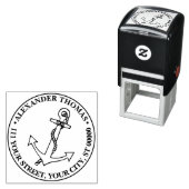 Anker Schip Preppy Naam Adres Antiek Nautical Zelfinktende Stempel (In situ)