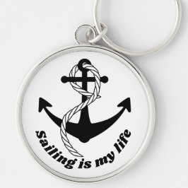 Anker schwarz weiss Sailing is mijn leven Sleutelhanger