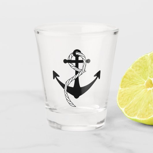 Anker schwarz weiss shot glas (Voorkant)