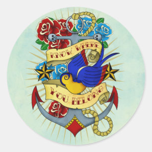 Anker, slik en Rozen Ronde Sticker