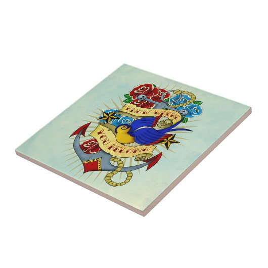 Anker, slik en Rozen Tegeltje (Zijkant)