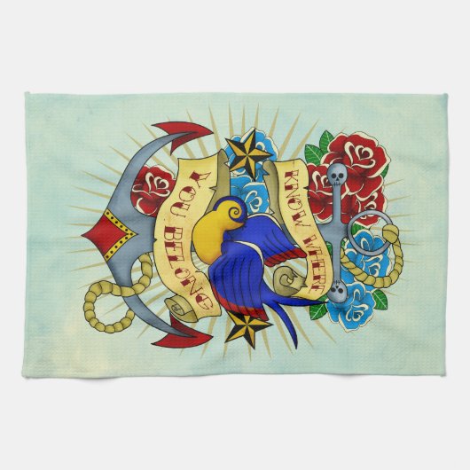 Anker, slik en Rozen Theedoek (Horizontaal)