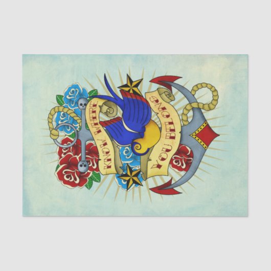 Anker, slik en Rozen Tissuepapier (Voorkant)