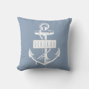 anker stoffig blauw nautisch omkeerbaar buitenkussen