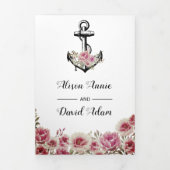  anker, stoffige rozen bloemen drieluik uitnodiging (Cover)