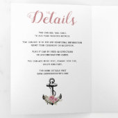  anker, stoffige rozen bloemen drieluik uitnodiging (Binnenzijde eerst)