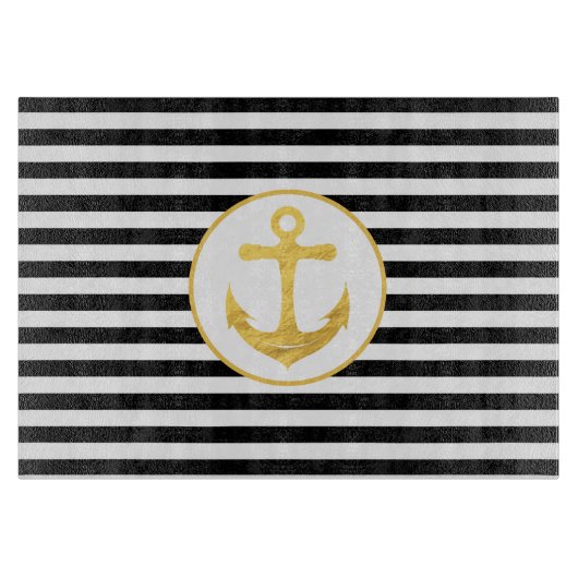 Anker & Strepen | Nautisch thema | Snijplank (Voorkant)