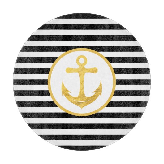 Anker & Strepen | Nautisch thema | Snijplank (Voorkant)